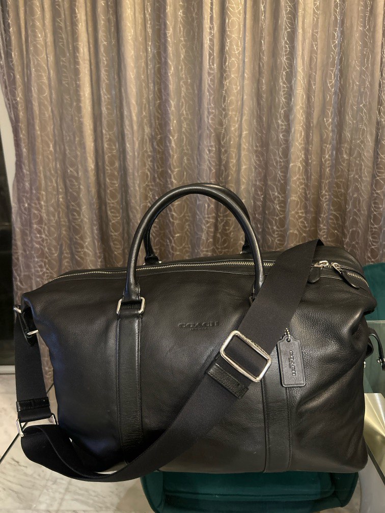 Coach black discount leather duffle bag