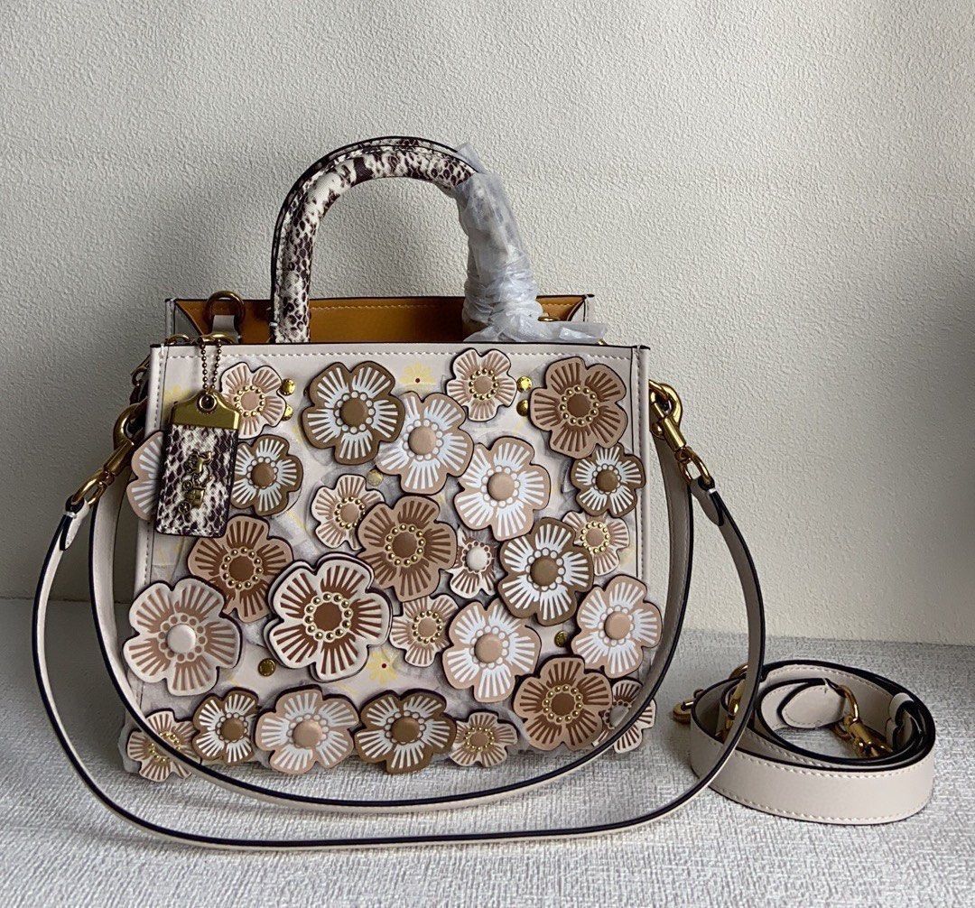 Coach Rogue 25 In Colorblock With Tea Rose And Snakeskin Detail