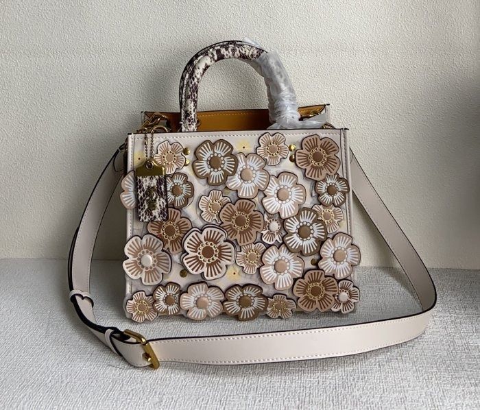 Coach Rogue 25 In Colorblock With Tea Rose And Snakeskin Detail Women Crossbody Sling Shoulder Bag