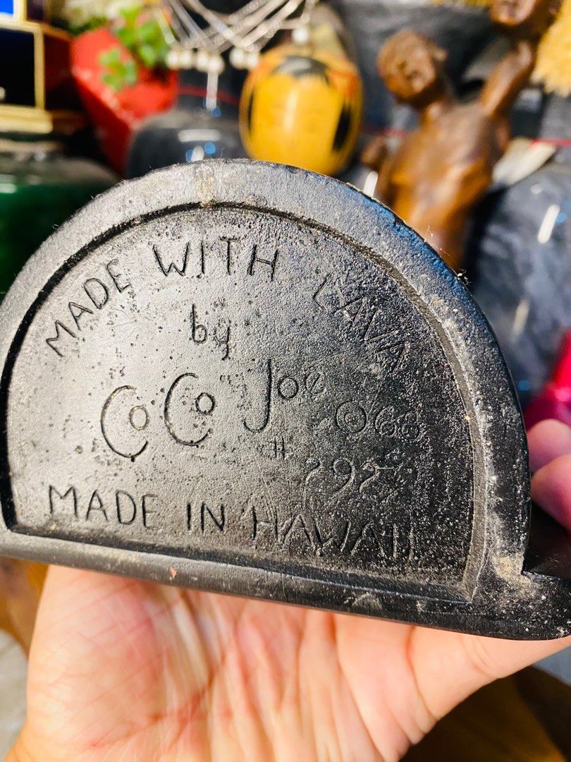 CoCo Joe's Vintage Hawaiian Lava Black Coral TIKI A Pair Book End 68