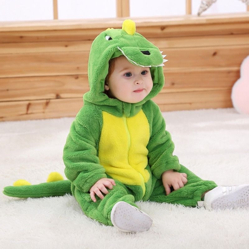 Cute Baby Romper One Piece Green Dinosaur Cartoon Animal Costume