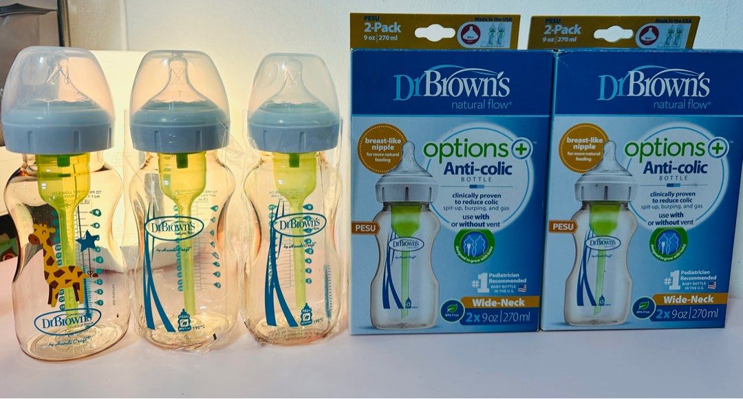 Dr. Brown's Natural Flow® Anti-Colic Options+™ Wide-Neck Baby Bottle, with  Level 1 Slow Flow Nipple