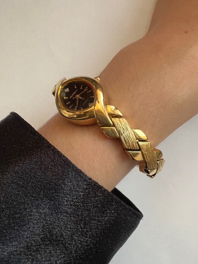 Elgin Diamond EG 237N Black Oval Dial Gold tone Ladies Watch