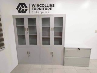 Filing Cabinet Swing Glass Door Cabinet with Compartment