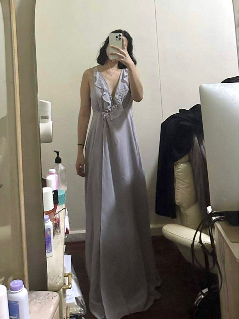 FOR RENT Zoolabel Florence Dress Dove gray Women s Fashion Dresses Sets Evening dresses gowns on Carousell