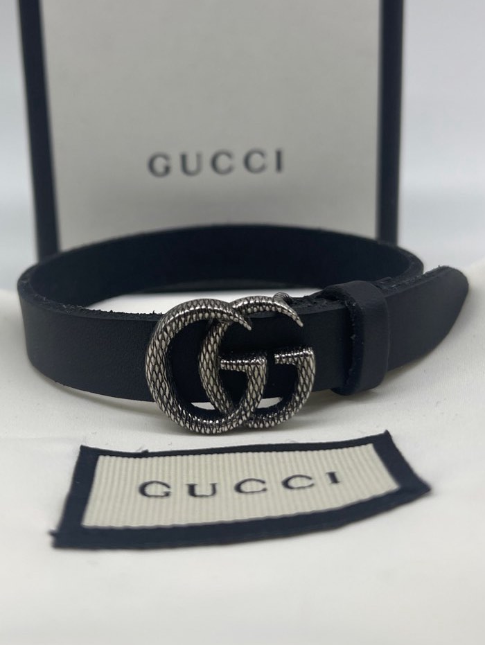 Engraved double clearance g leather bracelet