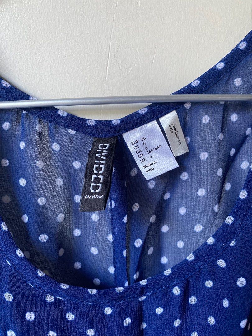 H&m blue polka dot dress shop