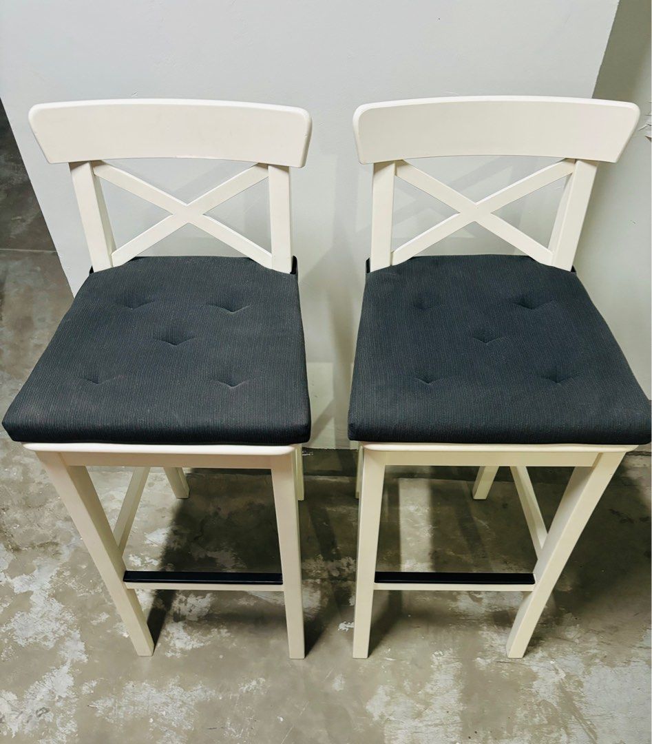 74 Cm White Folding Bar Stool INGOLF Bar Stool With Backrest