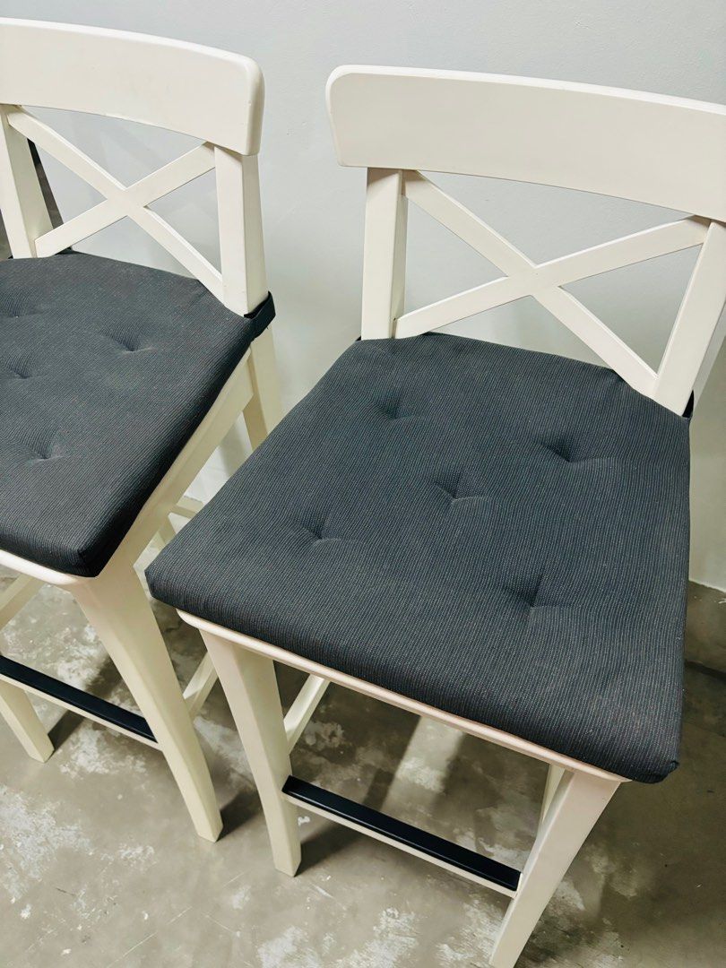 INGOLF Bar stool with backrest white 74 cm Furniture Home Living Furniture Chairs on Carousell