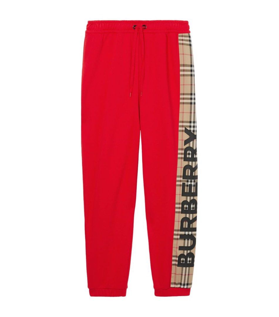 Red joggers with checkered new arrivals sides