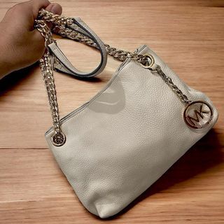 Michael Kors White Leather Chain Shoulder Bag