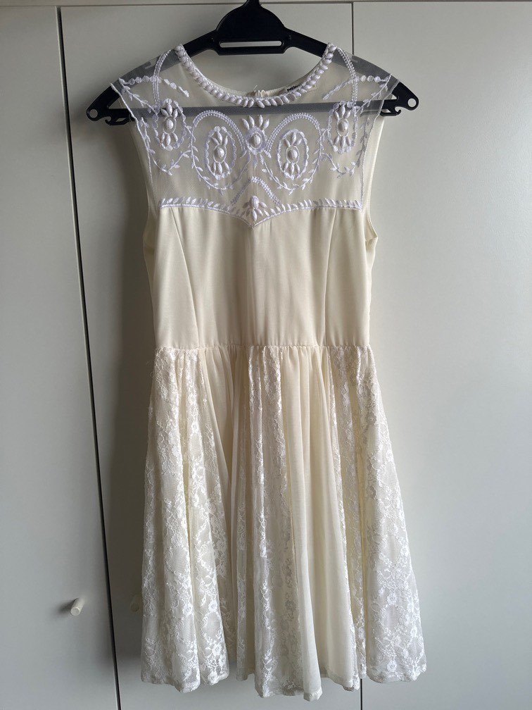 Miss selfridge white lace dress top