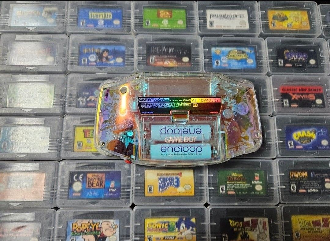 Modded Gba Crystal Sky Gameboy advance IPS Screen Display, Brightness  Increase, Loud Speaker Mod, Type C Rechargeable Battery Eneloop, audio jack  Device Console, Video Gaming, Video Game Consoles, Nintendo on Carousell