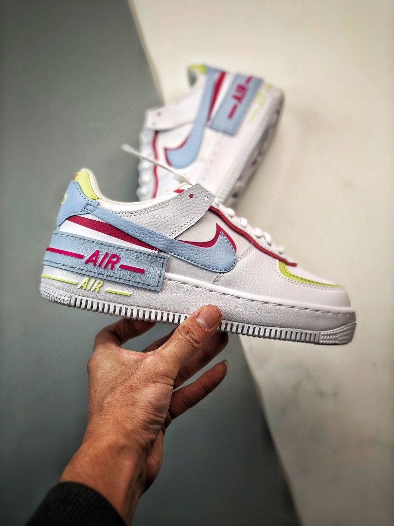 Nike air force pink and yellow hotsell