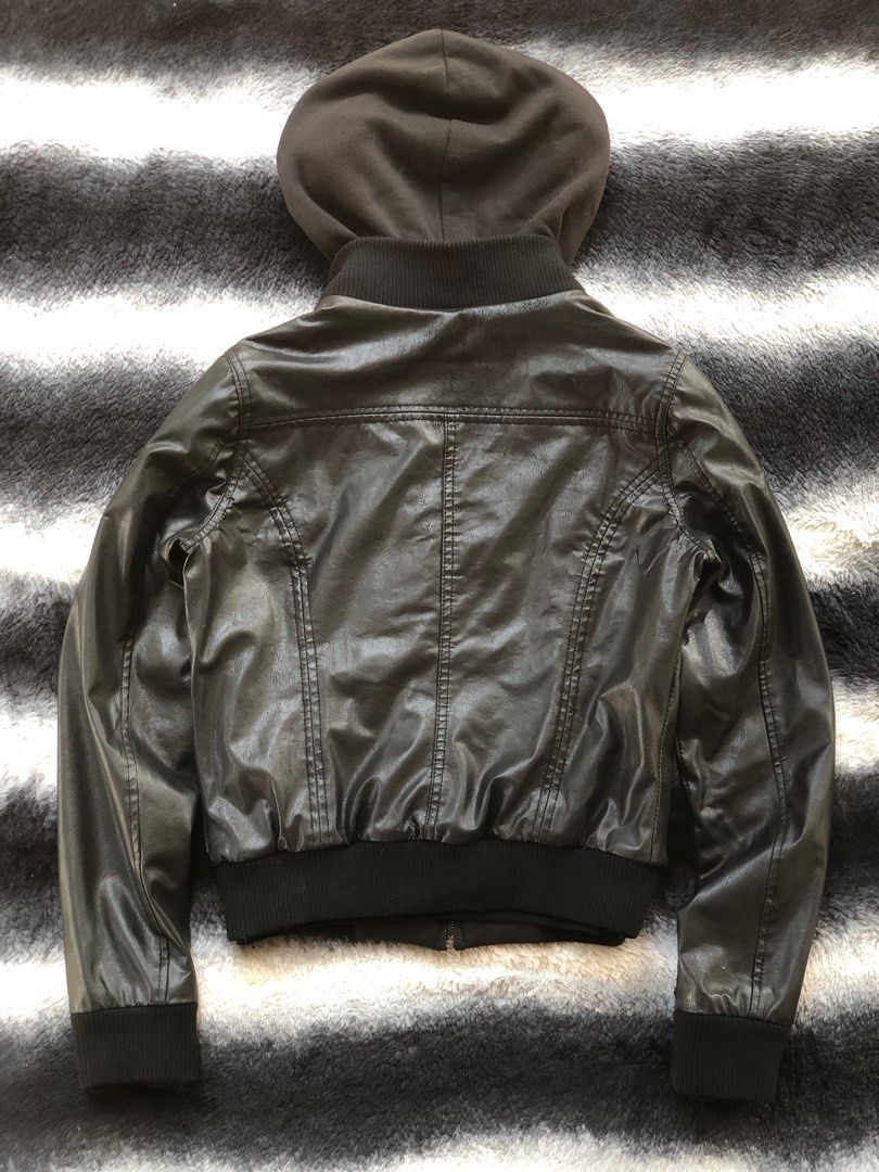 Obey Propaganda Hooded Leather Jacket Men s Fashion Coats