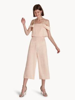 Pomelo Satin Pink Drop Sleeves Jumpsuit