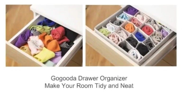  GOGOODA 4 Pcs Underwear Drawer Organizers Divider