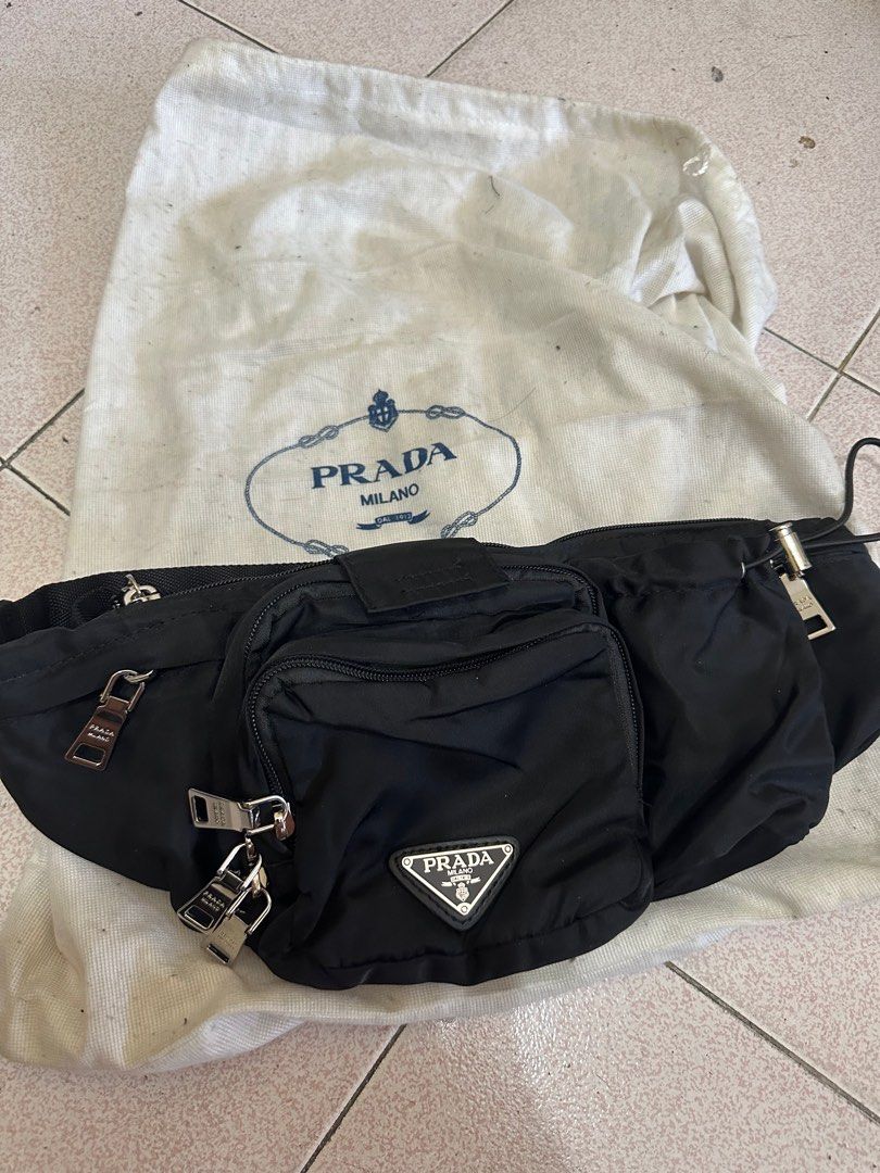 Prada belt bag (Category: Luxury Bags & Wallets) located in Del Monte. Submitted by howie33 (Listing ID 1289732277, Image 1). Description: Prada belt bag With dust bag Made in romania Issue may tatas lng nsa last pic pls check Banawe qc.