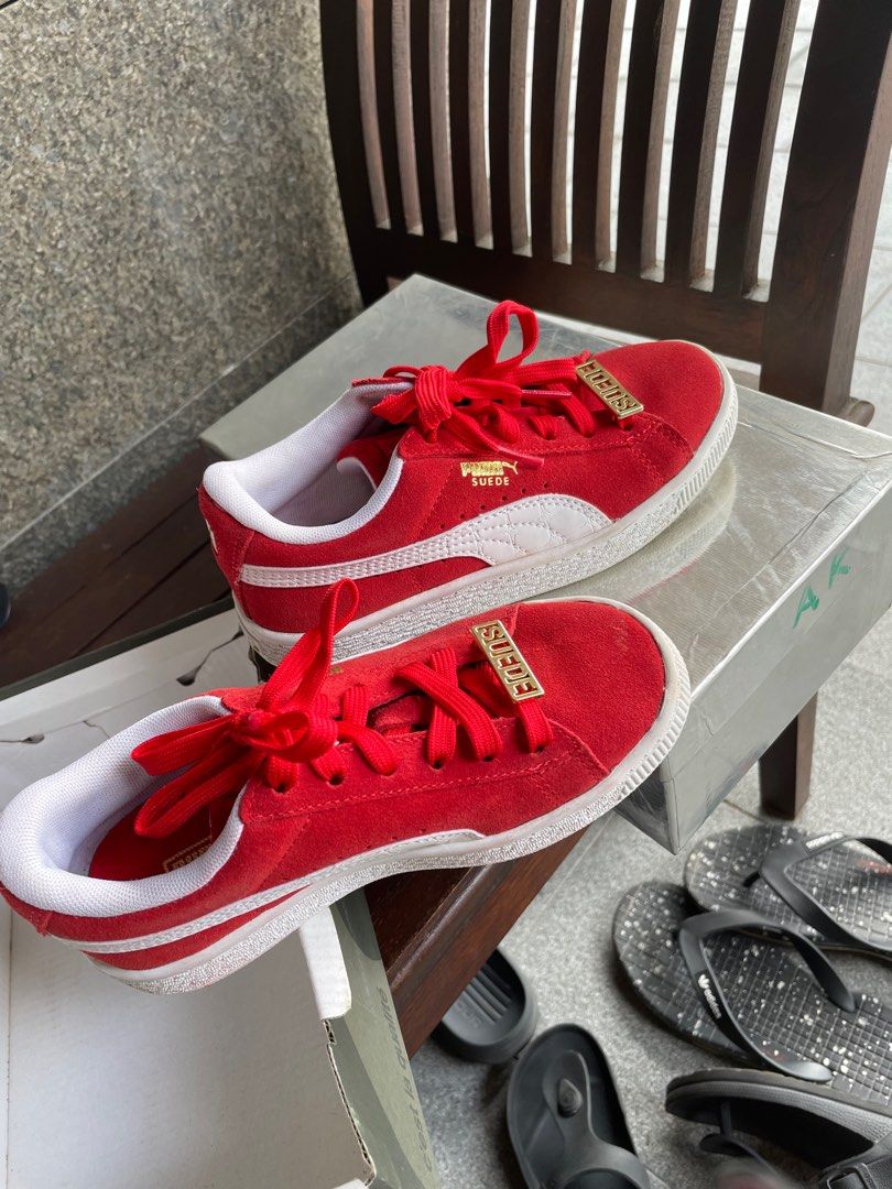 Puma red suede shoes top