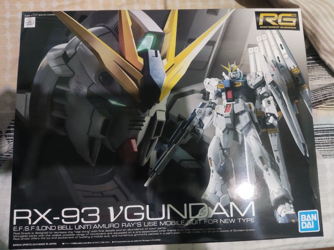 RG 1/144 Nu Gundam (Category: Gundam & Model Kits) located in Calamba. Submitted by aaronrei (Listing ID 1289820295, Image 1). Description: brand new unbuilt sealed runners.