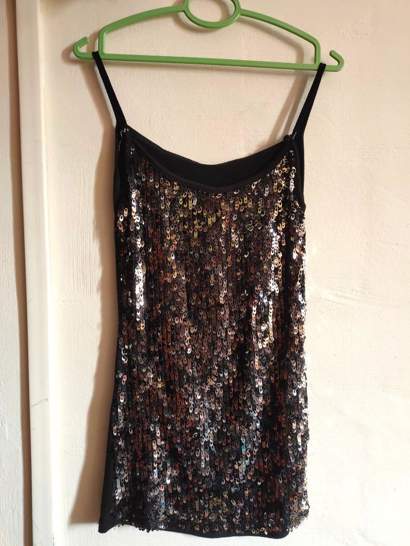Gold sequin shop spaghetti strap top