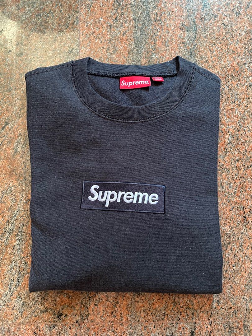 Supreme box logo crewneck hot sale navy