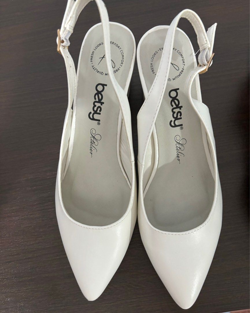 White slingback hotsell block heel