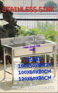 ♦️STAINLESS KITCHEN SINK WITH DETACHABLE STAND/1.0MM THICKNESS/BRAND NEW/DOUBLE TAB/COMPLETE FITTINGS WITH FREE FAUCET/IN STOCK/CASH ON DELIVERY