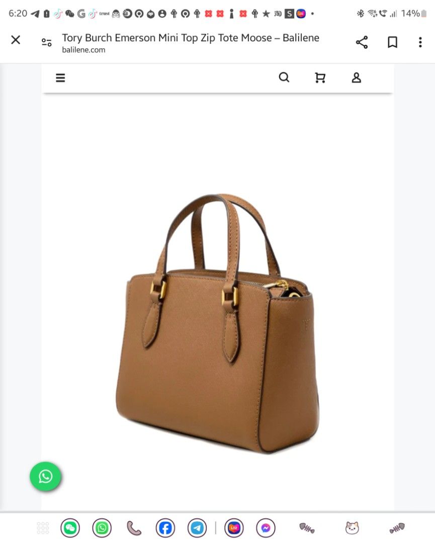 Tory Burch Emerson Mini Top Zip Tote Moose Women s Fashion Bags Wallets Cross body Bags on Carousell