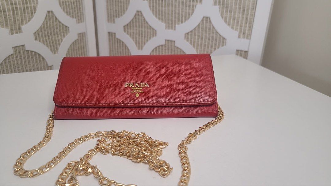 PRADA purse 1ML506 Zip Around Safiano leather Red Women Used – JP-BRANDS.com