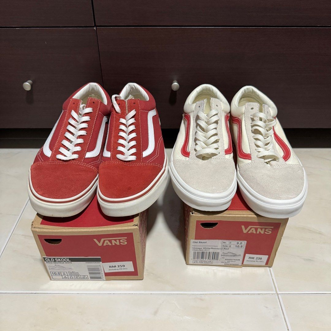 Vans old skool store vintage white red