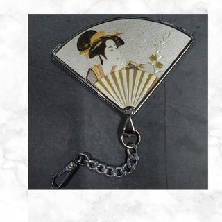 Vintage Japanese fan mirror bag charm key holder