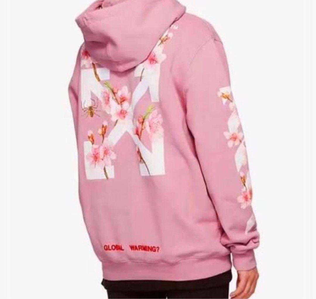 Off white pink global warming hoodie hot sale