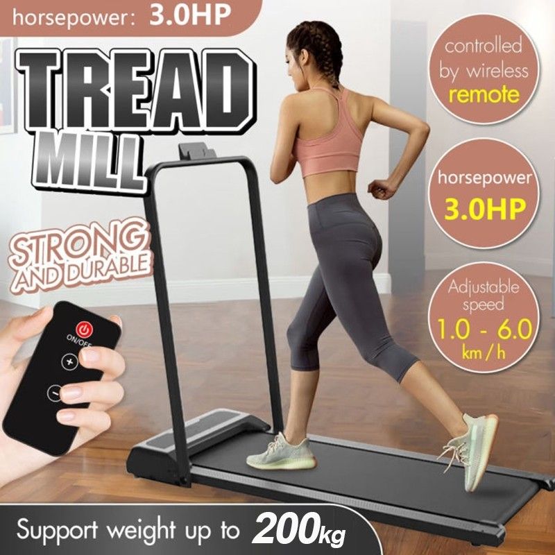 Yeesall Treadmill with armrests 3.0HP electric walking machine suitable for small apartment Electric Flat Walking Treadmill. Quiet running walking pad black style Treadmill 75 Discount Sports Equipmen...