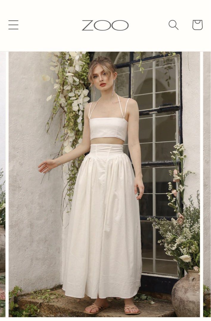 Zoo Label Zeta Set (White - XS) (Category: Dresses) located in Bulacan. Submitted by vandeclutterx (Listing ID 1289754687, Image 3). Description: Used once only; last two photos are the actual photos Original price: Php4,290 Selling price: Php3,500 Size (in inches): Top: Bust 30-31 Skirt: Waist 25-26, Hip 32-33, Length 38 Zeta Set Bandeau Top and High Waist Baroque Style Midi Skirt (White Linen) from Zoo Label.