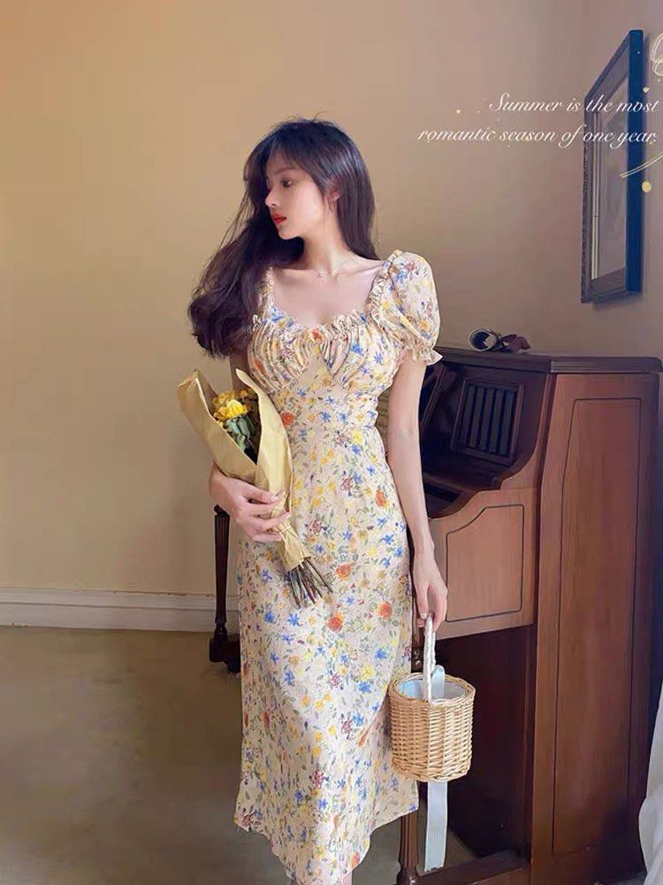 3XL Floral Suspender Dress