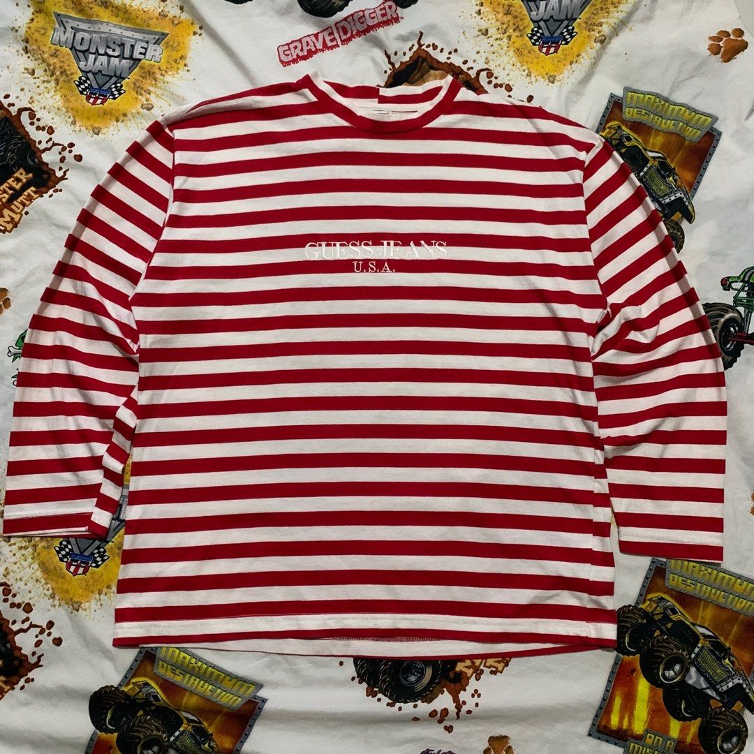 Vintage Guess Stripes Long Sleeve Men s Fashion Tops Sets Tshirts Polo Shirts on Carousell