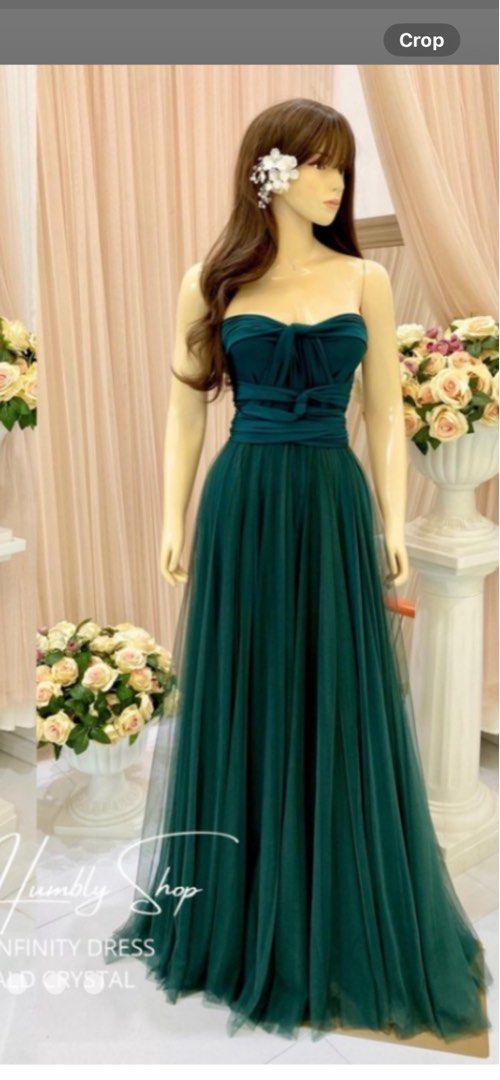 slim fit dress slacks Velvet Multiway Infinity Dress in Dark Olive For Sale - Bridesmaids Dresses main image 0