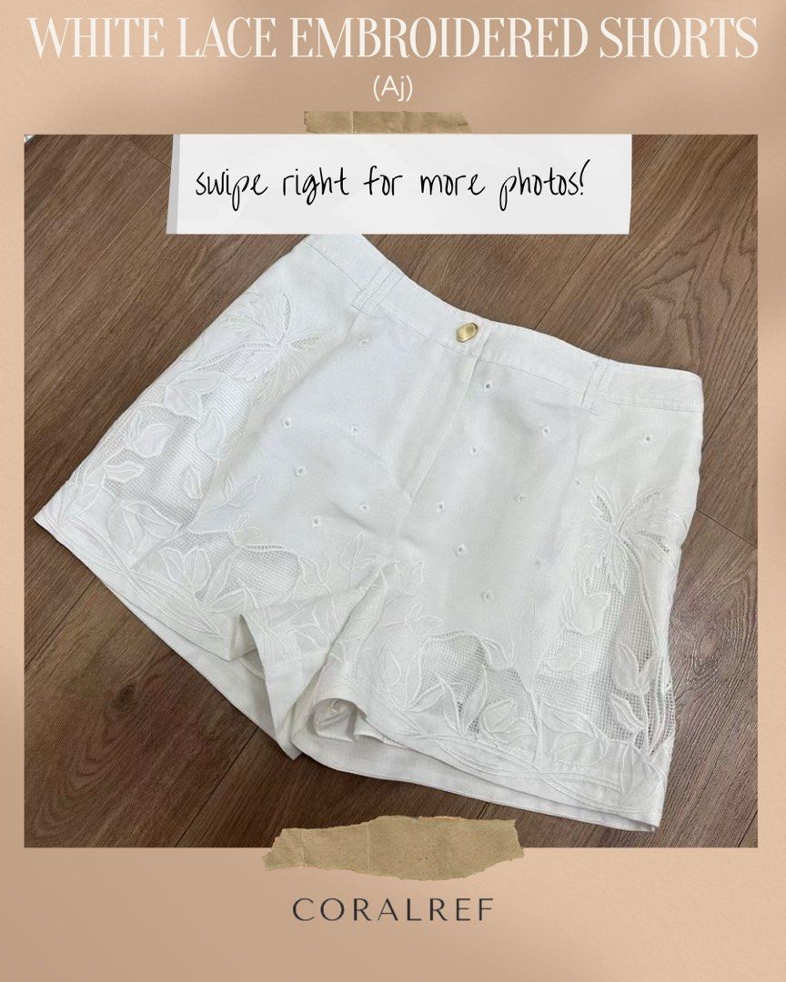 White sales embroidered shorts
