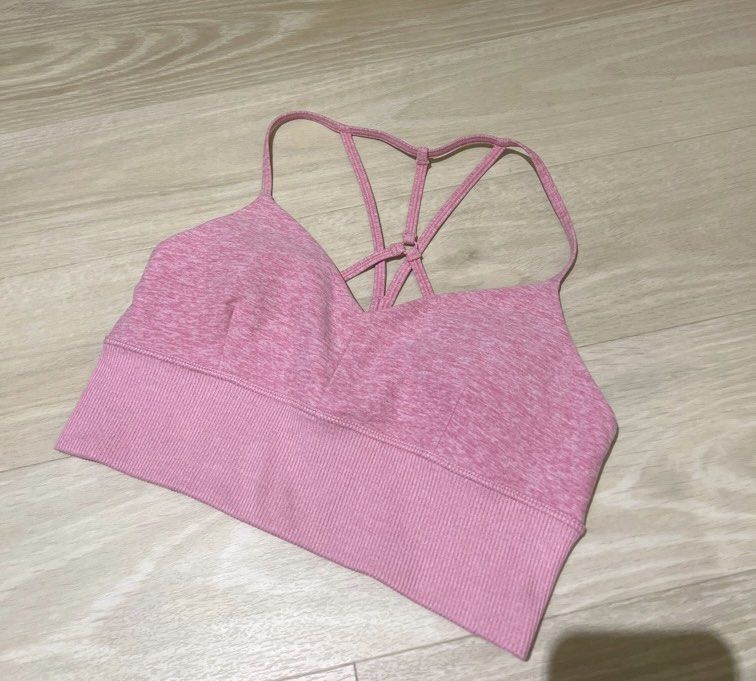 ALO YOGA Sports Bra Womens Size XS Lavish Light Pink Criss Cross