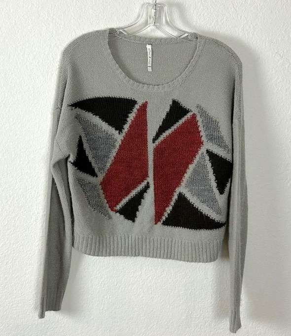 Anthropologie Willow Clay Neutral Patchwork Wool Sweater Men s
