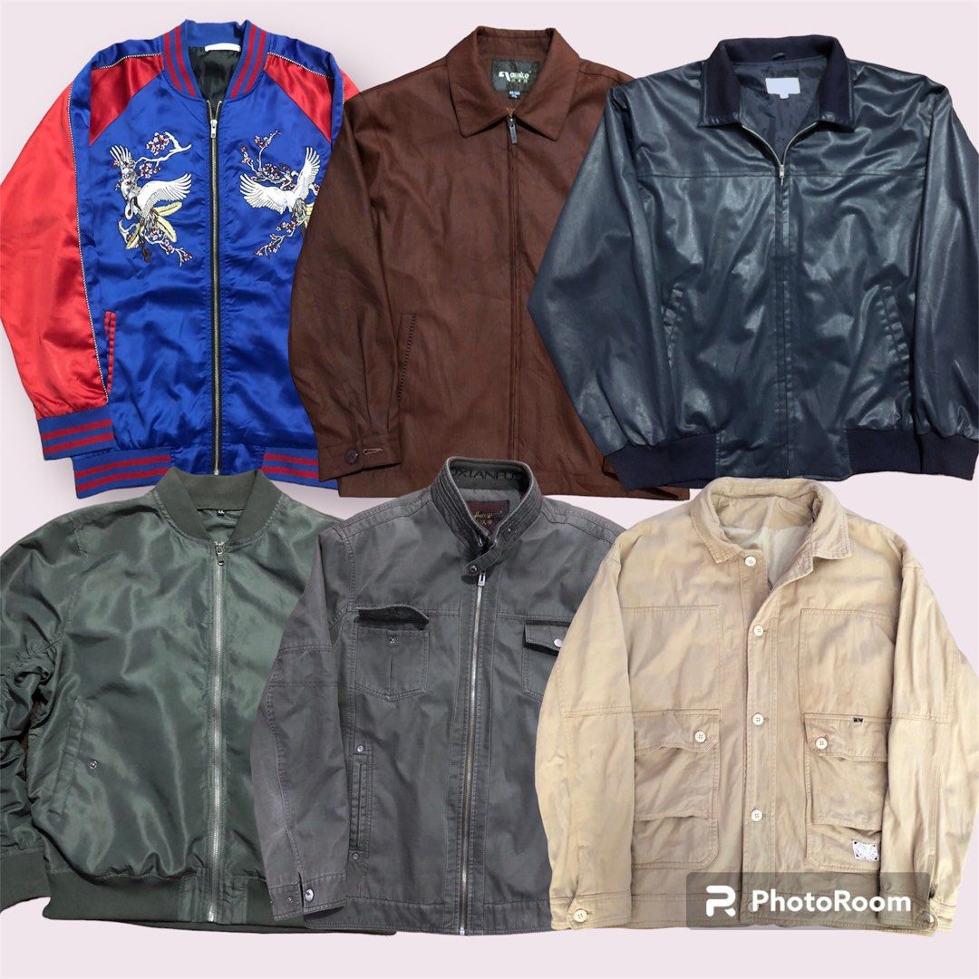 2 for 300, Assorted Mens Jacket M-XL Sizes (Category: Coats, Jackets and Outerwear) located in Tuguegarao City. Submitted by louphi (Listing ID 1290035056, Image 1). Description: Assorted Mens Jacket L-XL Sizes Japanese Embroidered Varsity Jacket Size L-XL 23x30 Color rate 9.5/10 Conditiong 9/10 Like new Brown Harrington Jacket Random Tag Size XL 24x28 Color rate 9/10 Condition 9.5/10 Blue Bomber Jacket Looks like leather jacket, hindi mabigat Si