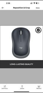 Authentic (Grey) Logitech M186 Wireless Mouse, 2.4ghz with USB mini receiver (910-006507)