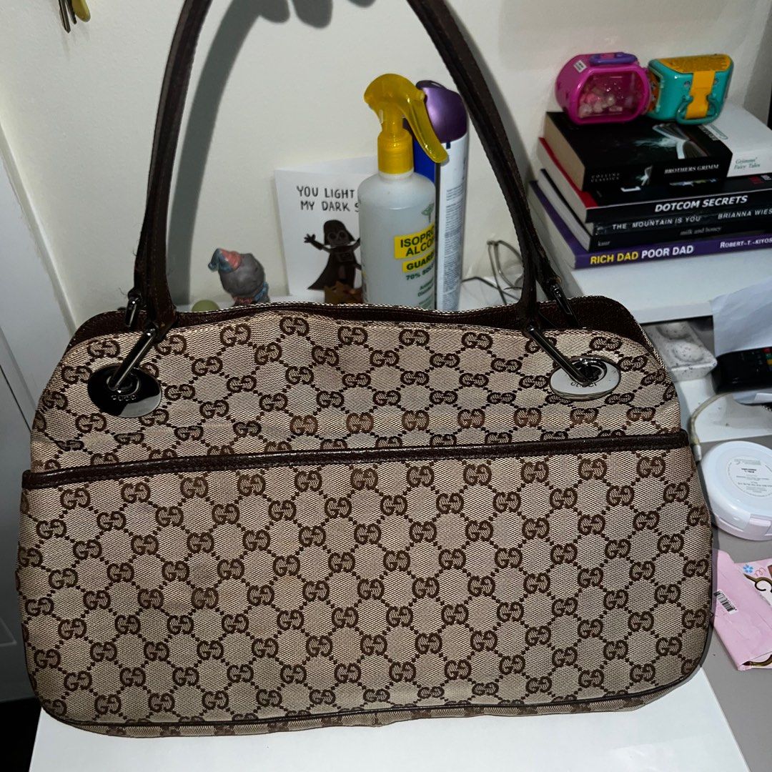 Gucci monogram canvas shoulder bag deals