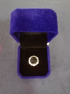 Black Onyx flower carved ring