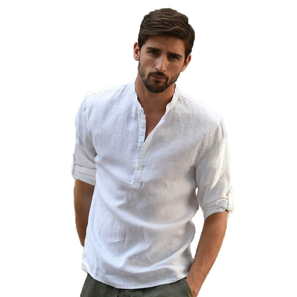 Brand New Mens Casual Long Sleeves Shirt in White Size M Men s