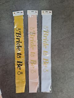 Bride to be sash for bridal shower party/bachelorette party