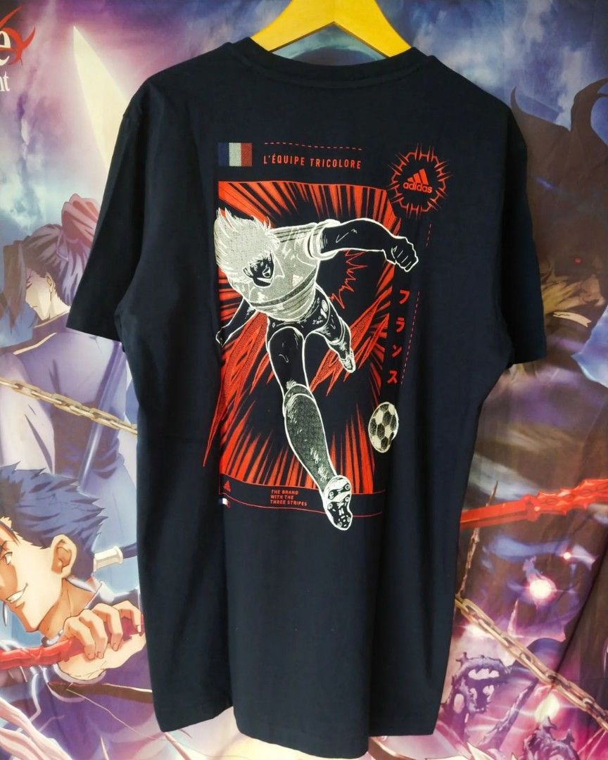 Captain Tsubasa x Adidas France National Team Official Anime Tee, Kaos  Tshirt Original Second Merch Vintage Japan Sport Manga Navy