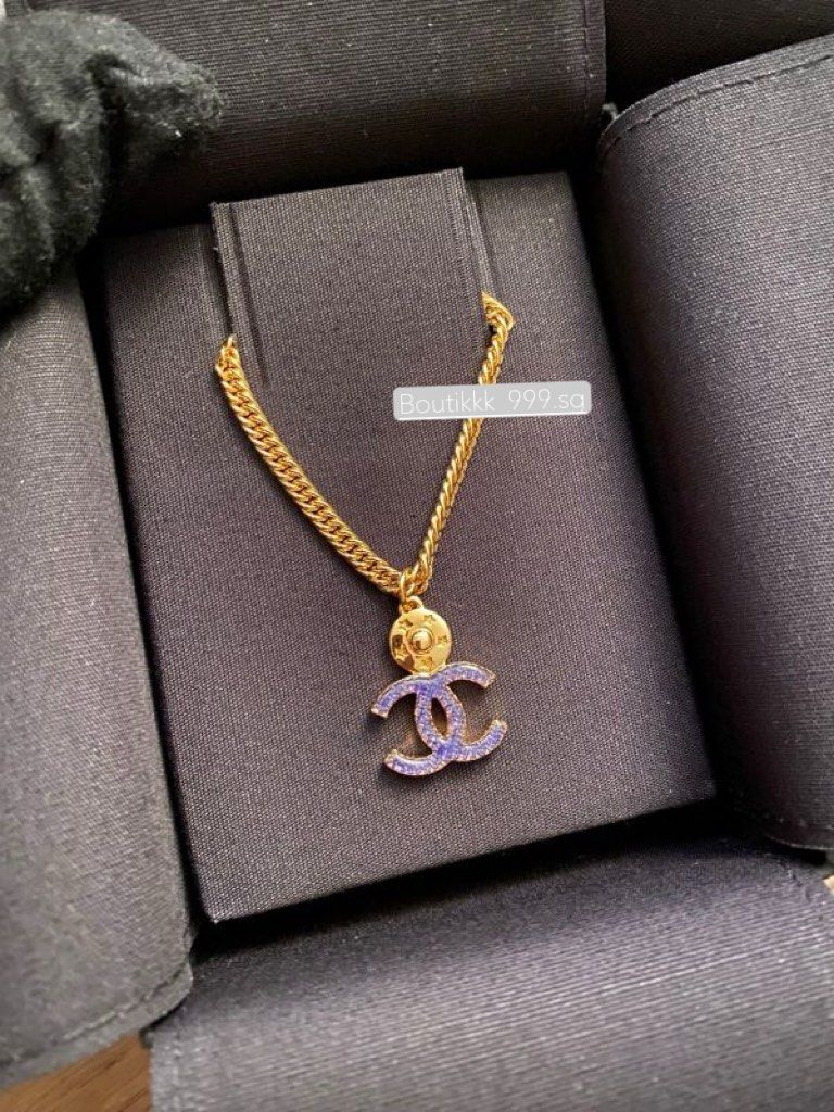 Chanel 24p Denim CC logo necklace
