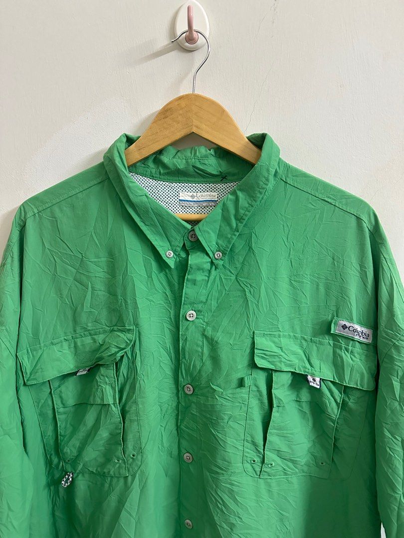 Columbia PFG Omni Shade Short Sleeve Button Down Green Fishing Shirt Men's  Saiz 4XL hiking, Men's Fashion, Tops & Sets, Formal Shirts on Carousell